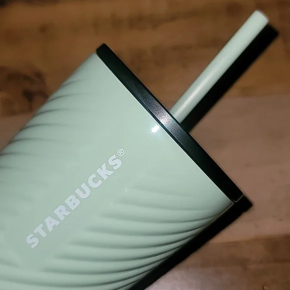 Starbucks Swirled Metal Light Green Tumbler Cup Venti - Picture 5 of 9